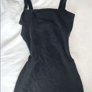 Long black dress with open back